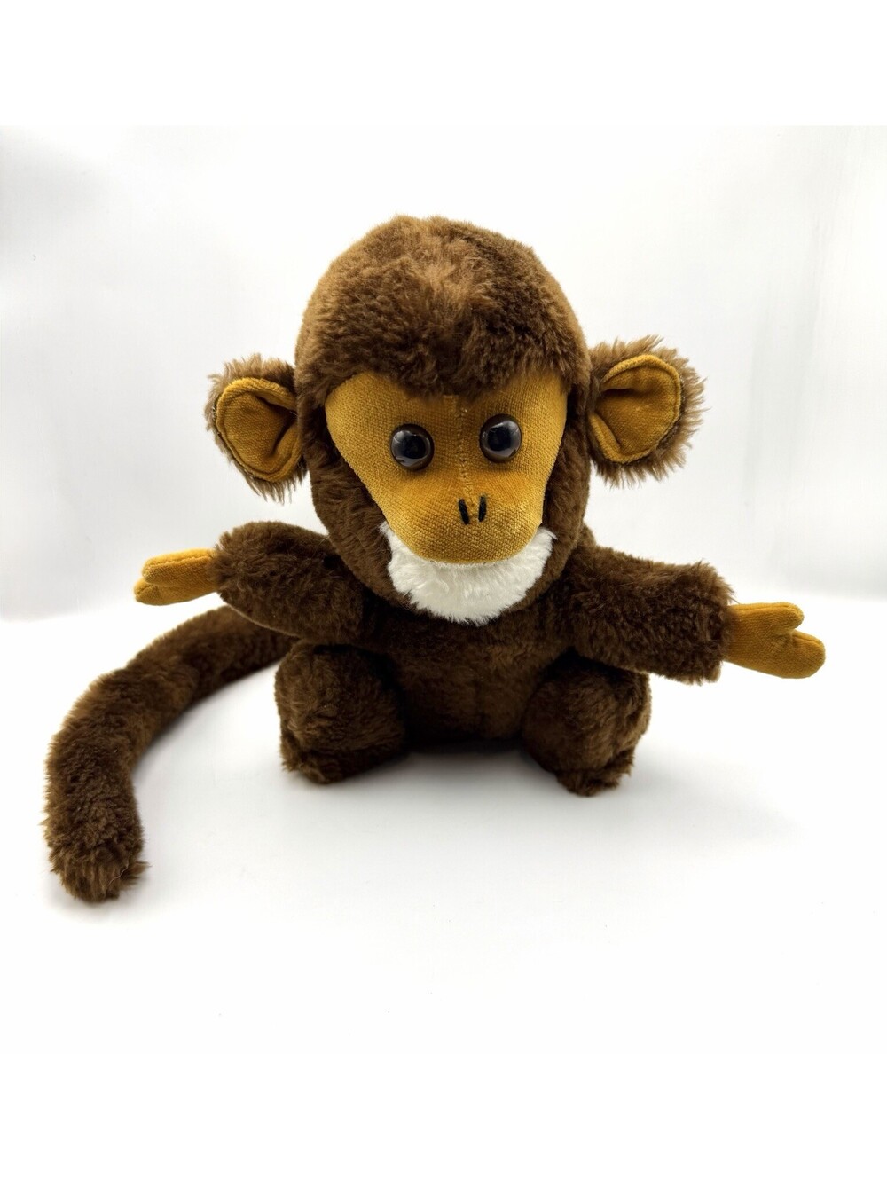 R Dakin and Co Vintage 1973 Plush Monkey Ape w/tail 8" Brown Stuffed Animal Toy